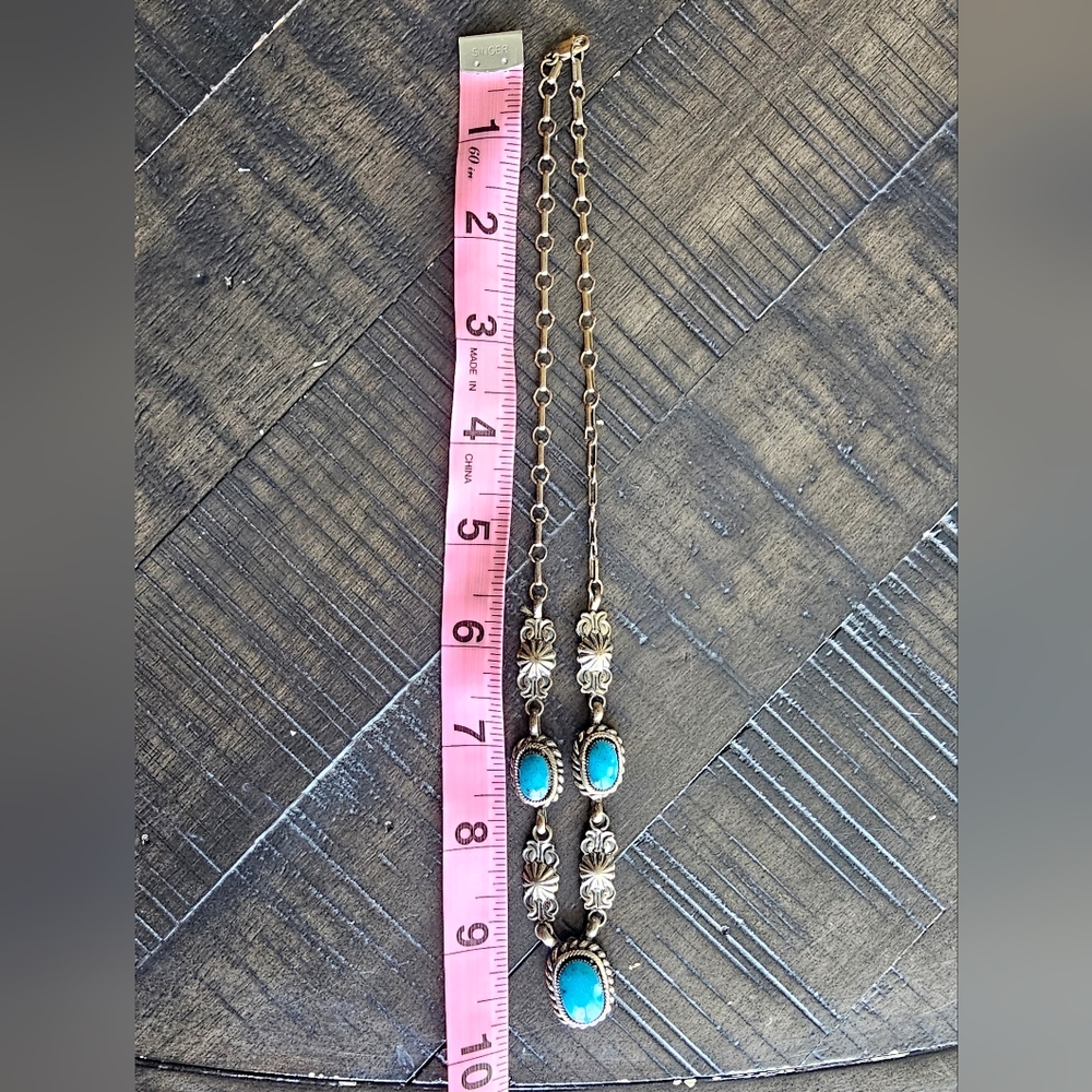 Sterling Silver and Turquoise Necklace - Picture 3 of 3
